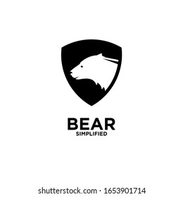 Icono del logotipo del escudo del cabezal del oso ilustración vectorial con fondo aislado
