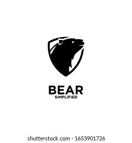 Bear head shield badge logo icon design vector illustration with isolated background
