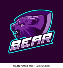 Bear head shield mascot logo good use for symbol identity emblem badge and more