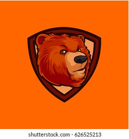 Bear head with shield vector