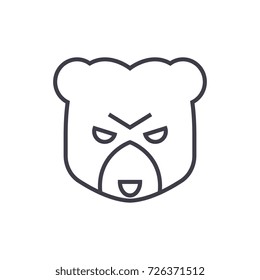 bear head sign vector line icon, sign, illustration on background, editable strokes