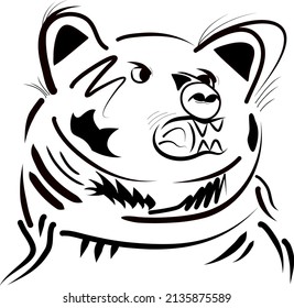 Bear head Silhouette Tattoo tribal black and white