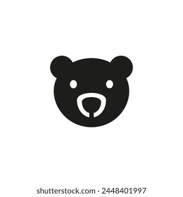 Bear head silhouette. Teddy bear face. Simple vector on white background.