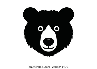 Bear head silhouette vector illustration with white background