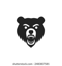 bear head silhouette, white background bear vector 