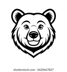 Bear Head Silhouettes vector design in Black and White Style Isolated on White Background