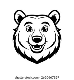 Design vetorial de silhuetas de cabeça de urso em preto e branco estilo isolado no fundo branco