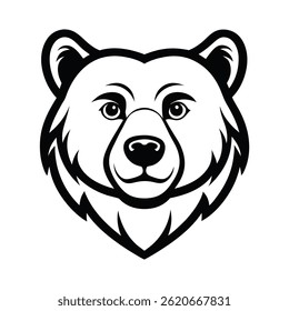Bear Head Silhouettes vector design in Black and White Style Isolated on White Background