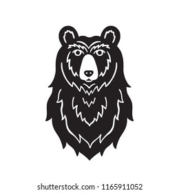 Bear head sketch vector. Hand drawn illustration isolated on white background.