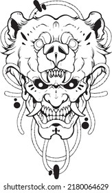 bear head and skull design. for logo tattoos and others. vektor