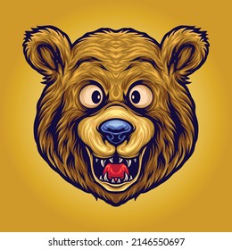 Bear head smiley cartoon illustration for your work logo mascot merchandise tshirt stickers and label designs poster greeting cards advertising business company or brand