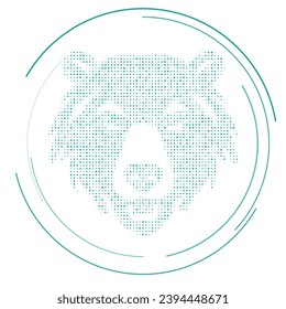 El símbolo de la cabeza del oso con los puntos de las garras. Estilo de puntillismo. Ilustración del vector sobre fondo blanco