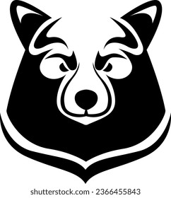 Bear head tattoo, tattoo illustration, vector on a white background.