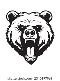 Bear Head Tattoo. Mascot Creative Design.