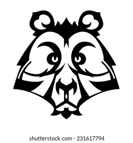 Bear head for tattoo or mascot logo vector black and white image