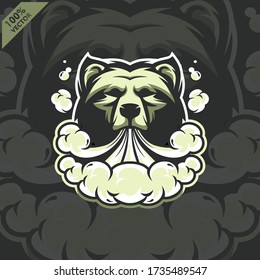 Bear head vapor e-cigarette, vape, vaporizer cigarette, electronic smoke, Design element for company logo, label, emblem, apparel or other merchandise. Scalable and editable Vector.