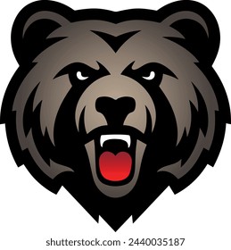 Vector de cabeza de oso, ilustración de logotipo de oso pardo marrón