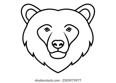 Bear Head Vector Illustration - Cartoon Clipart and Line Art Design