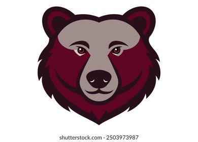 Bear Head Vector Illustration - Cartoon Clipart and Line Art Design