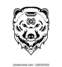 Bear Head Vector Illustration in White Background