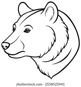 Bear Head Vector Line Drawing.