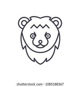 bear head vector line icon, sign, illustration on background, editable strokes