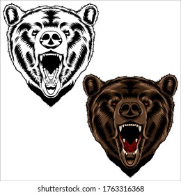 Bear Head Vector with Red Eyes