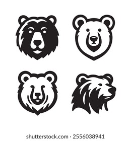 Bear head vector silhouette art illustration bundle set