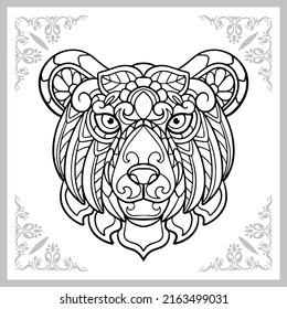 bear head zentangle arts. isolated on white background.