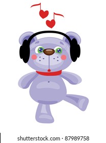 Bear  in the headphones