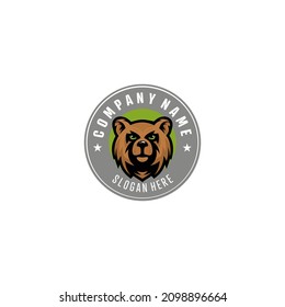 Logo de la mascota del emblema de la cabeza del oso vector