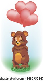 Bear with heart of balloon