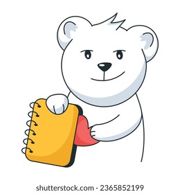 Bear with a heart notebook, modern flat sticker 