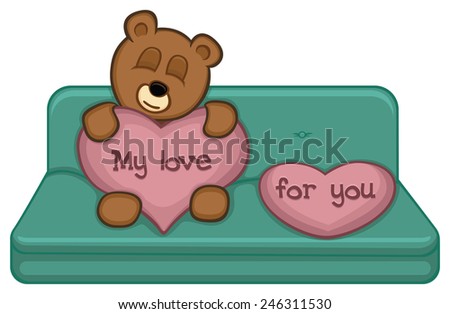 Bear with heart on the sofa. My love for you.