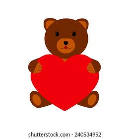 Bear with heart on a white background
