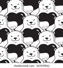 Bear Heart valentine Seamless Pattern white