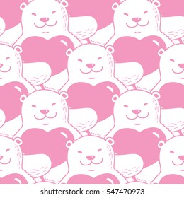 Bear Heart valentine Seamless Pattern Pink