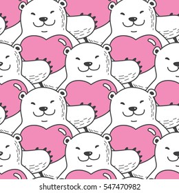 Bear Heart valentine Seamless Pattern pink black