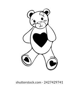 oso con el corazón ilustración vectorial