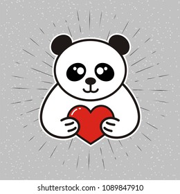 bear with heart vector sketch icon isolated on background