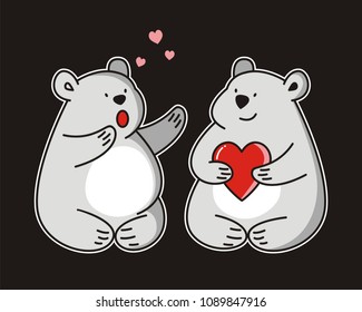 bear with heart vector sketch icon isolated on background