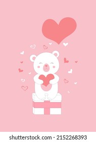 Bear with hearts. Vector illustration.