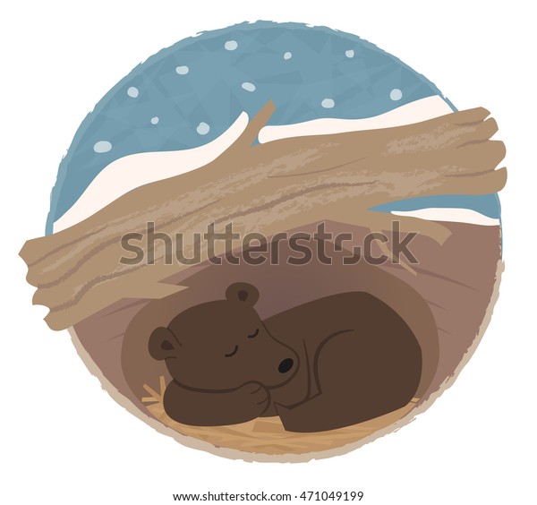 Bear Hibernating - Clip art of a bear sleeping in\
his den. Eps10
