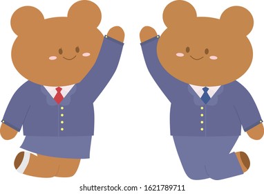 Bear High Five, Teddy Bear wearing School Uniform