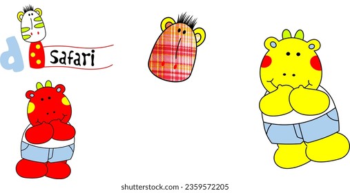 oso e hipopótamo en el safari
