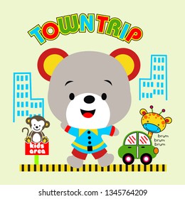 bear and his friend cartoon vector illustration
