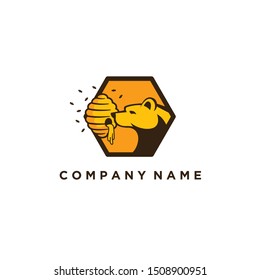Bear Hive Animal Logo Design