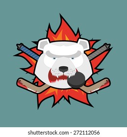 Bear Hockey Logo. Vector illustration
