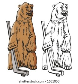 Bear Hockey Mascot. Great for t-shirt designs, school mascot logo and any other design work. Ready for vinyl cutting.