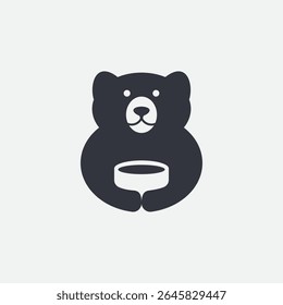 Bear hold coffee mug. Bear logo for coffee shop concept